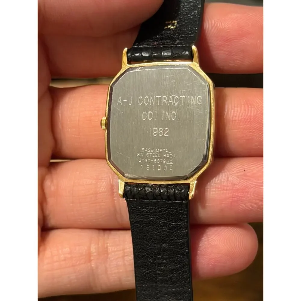 Seiko 6430-5079 Quartz Gold Tone Tank Dress Watch 28.6mm 1982